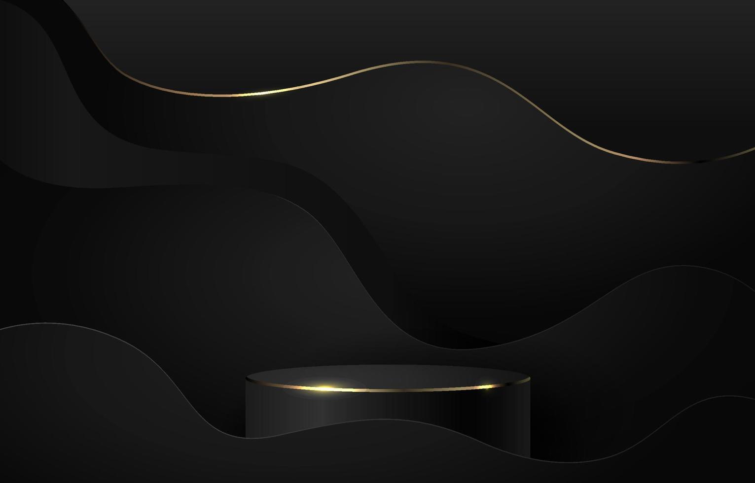 Abstract Wavy Black Background with Gold Accent Color vector