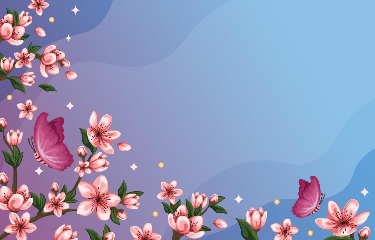 Butterflies and Peach Blossom Background vector