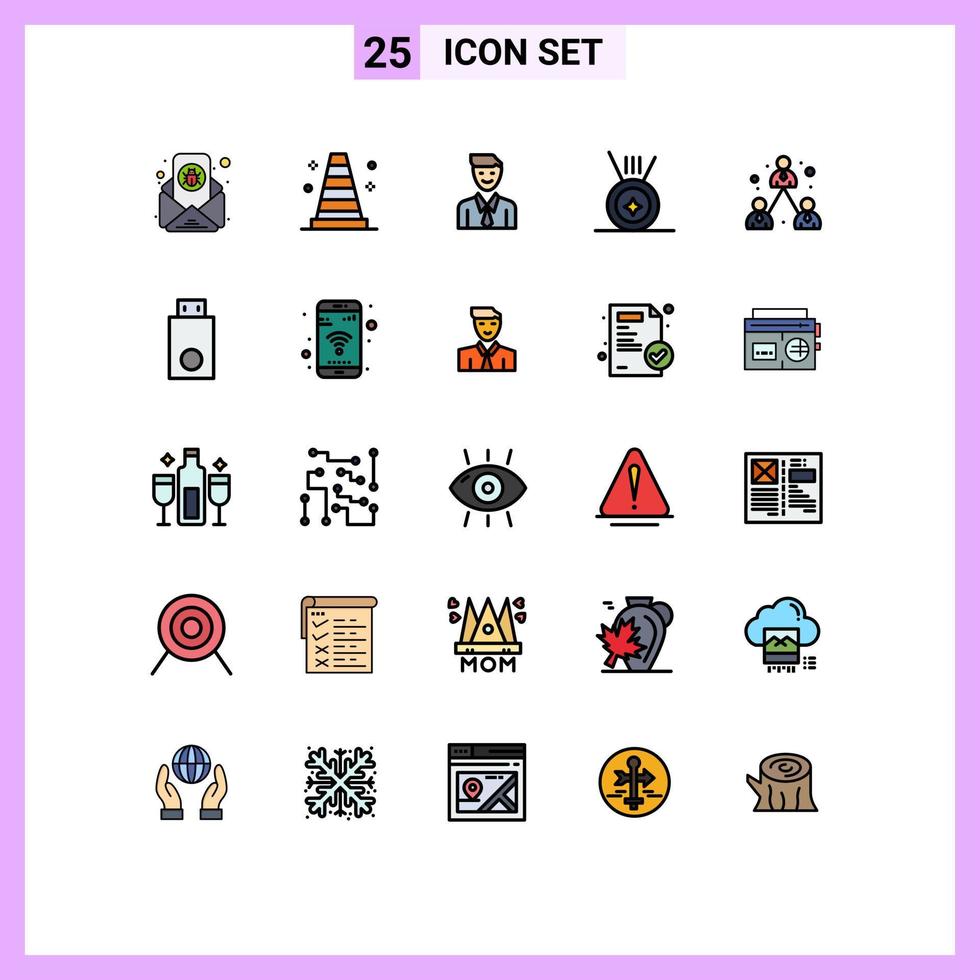 Set of 25 Modern UI Icons Symbols Signs for modern company executive business medal Editable Vector Design Elements