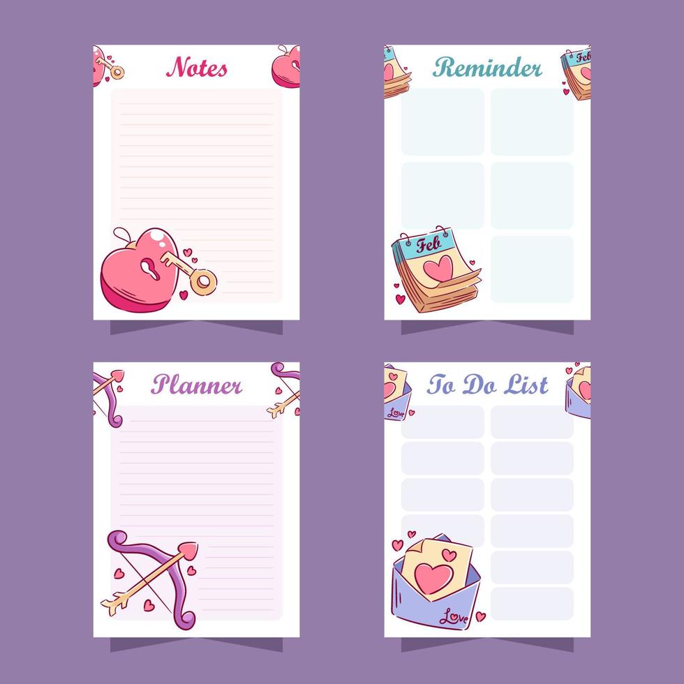 Valentine Journal Templates vector
