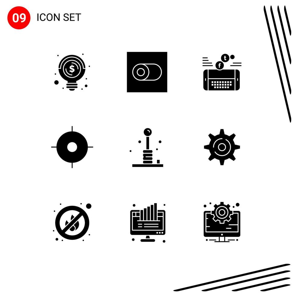 Pictogram Set of 9 Simple Solid Glyphs of games arcade game maps gps Editable Vector Design Elements