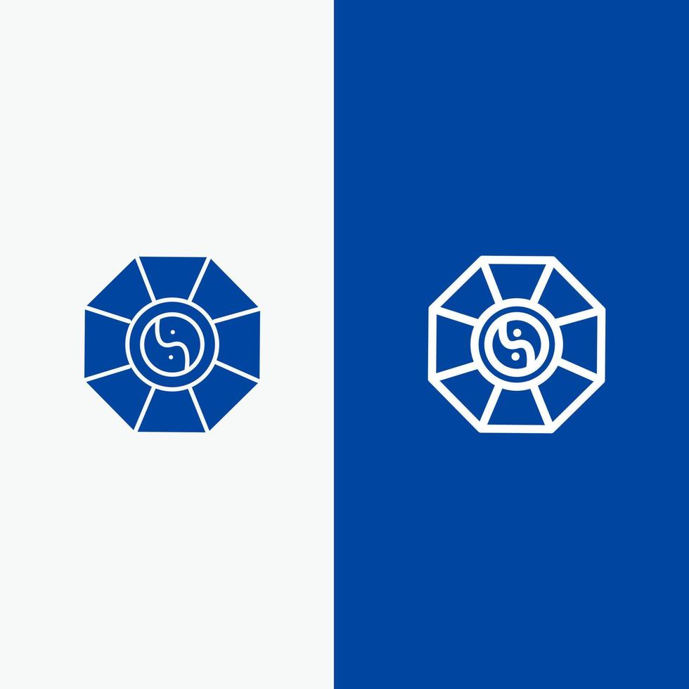 Mirror FengShui China Chinese Line and Glyph Solid icon Blue banner vector