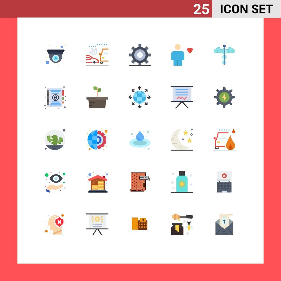 25 User Interface Flat Color Pack of modern Signs and Symbols of human favorite coding body programing Editable Vector Design Elements