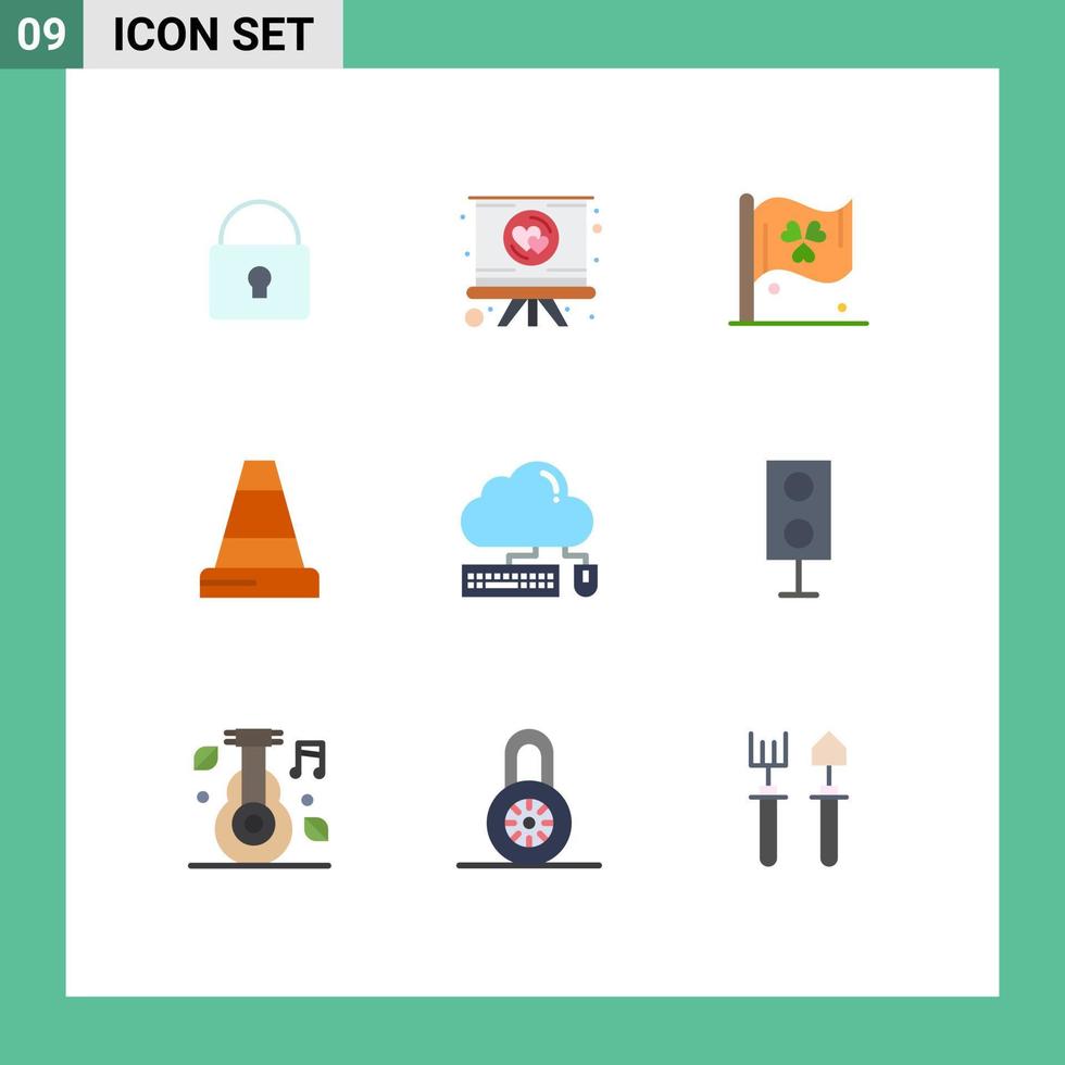 9 Universal Flat Colors Set for Web and Mobile Applications cloud keyboard flag computing construction Editable Vector Design Elements