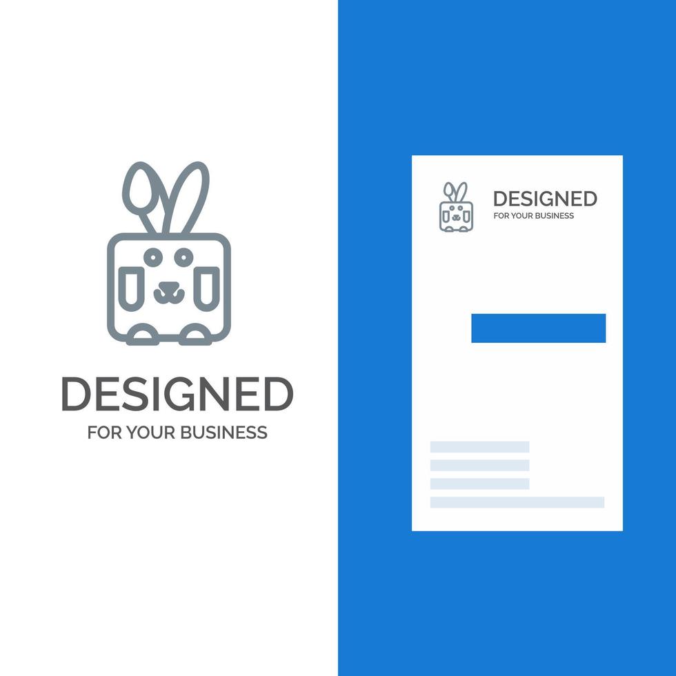 Bunny Easter Rabbit Holiday Grey Logo Design and Business Card Template vector