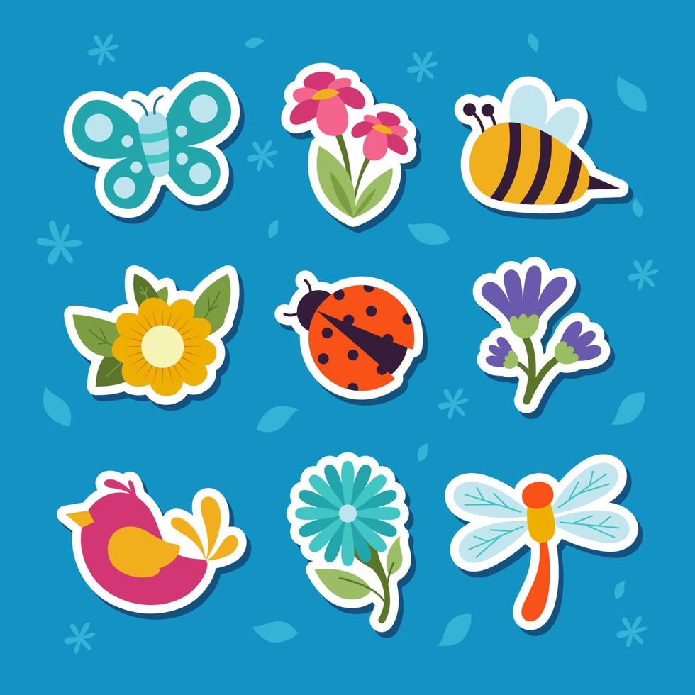 Spring Flower and Insect for Journal Sticker vector