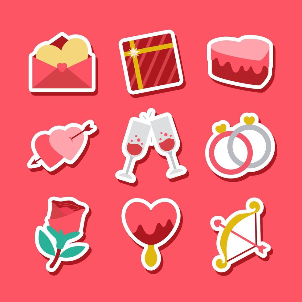 Valentines Themed Journaling Stickers Set vector