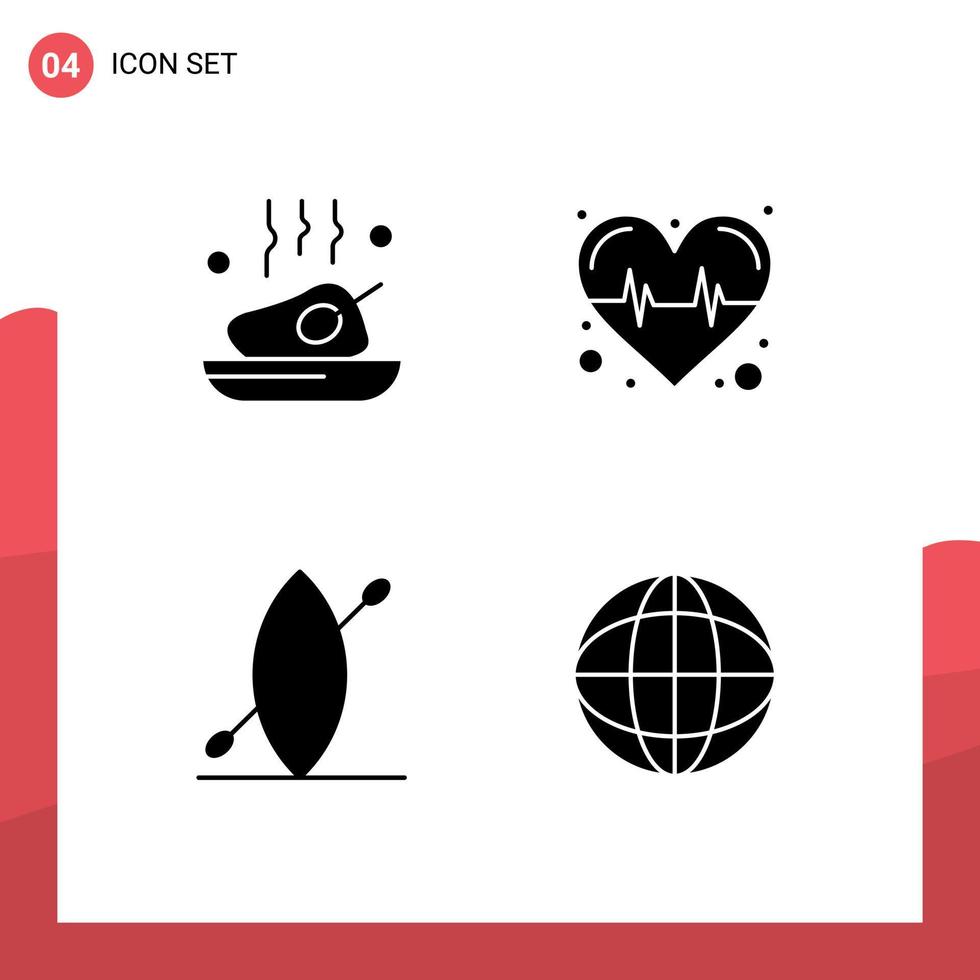 4 iconos creativos signos y símbolos modernos de pollo barco comida corazón negocio elementos de diseño vectorial editables vector