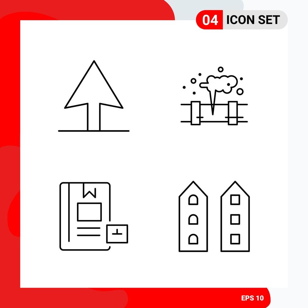 Creative Set of 4 Universal Outline Icons isolated on White Background Creative Black Icon vector background