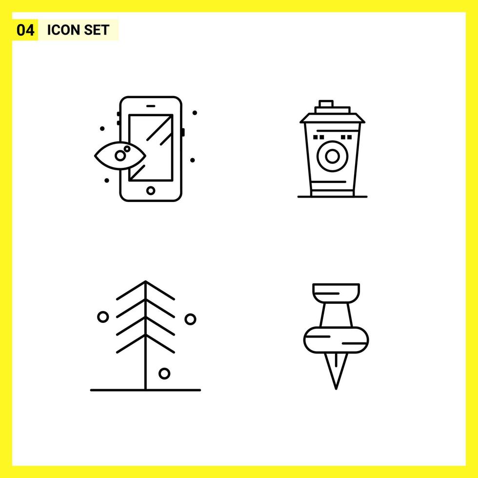4 Icon Set Simple Line Symbols Outline Sign on White Background for