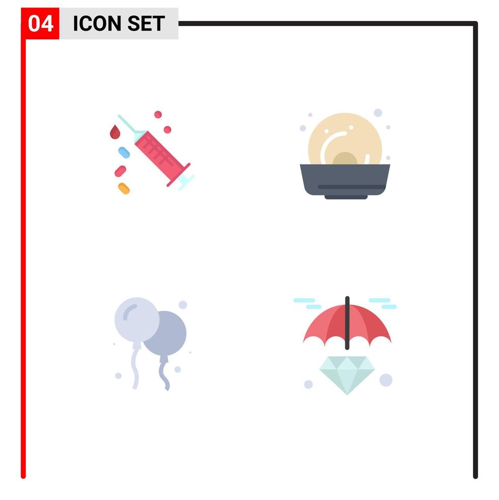 Pack of 4 creative Flat Icons of injection canada treatment summer hold Editable Vector Design Elements