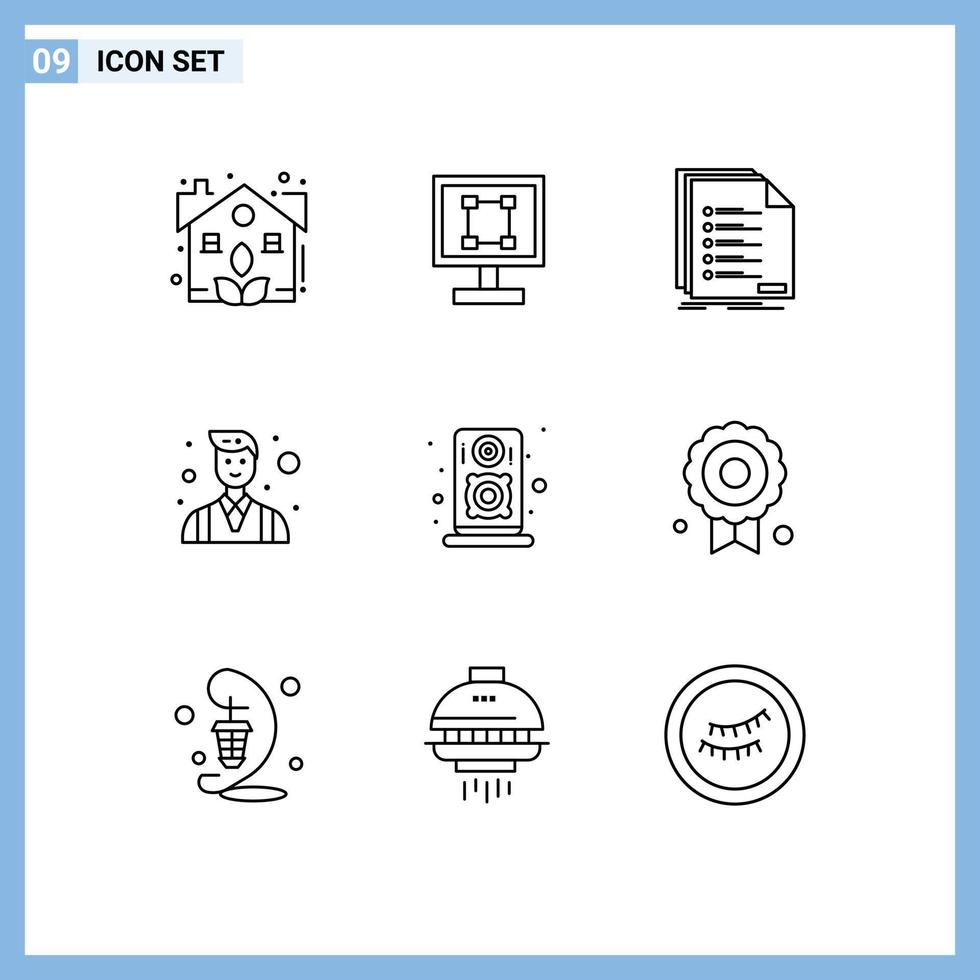 9 Thematic Vector Outlines and Editable Symbols of people businessman application boss listing Editable Vector Design Elements