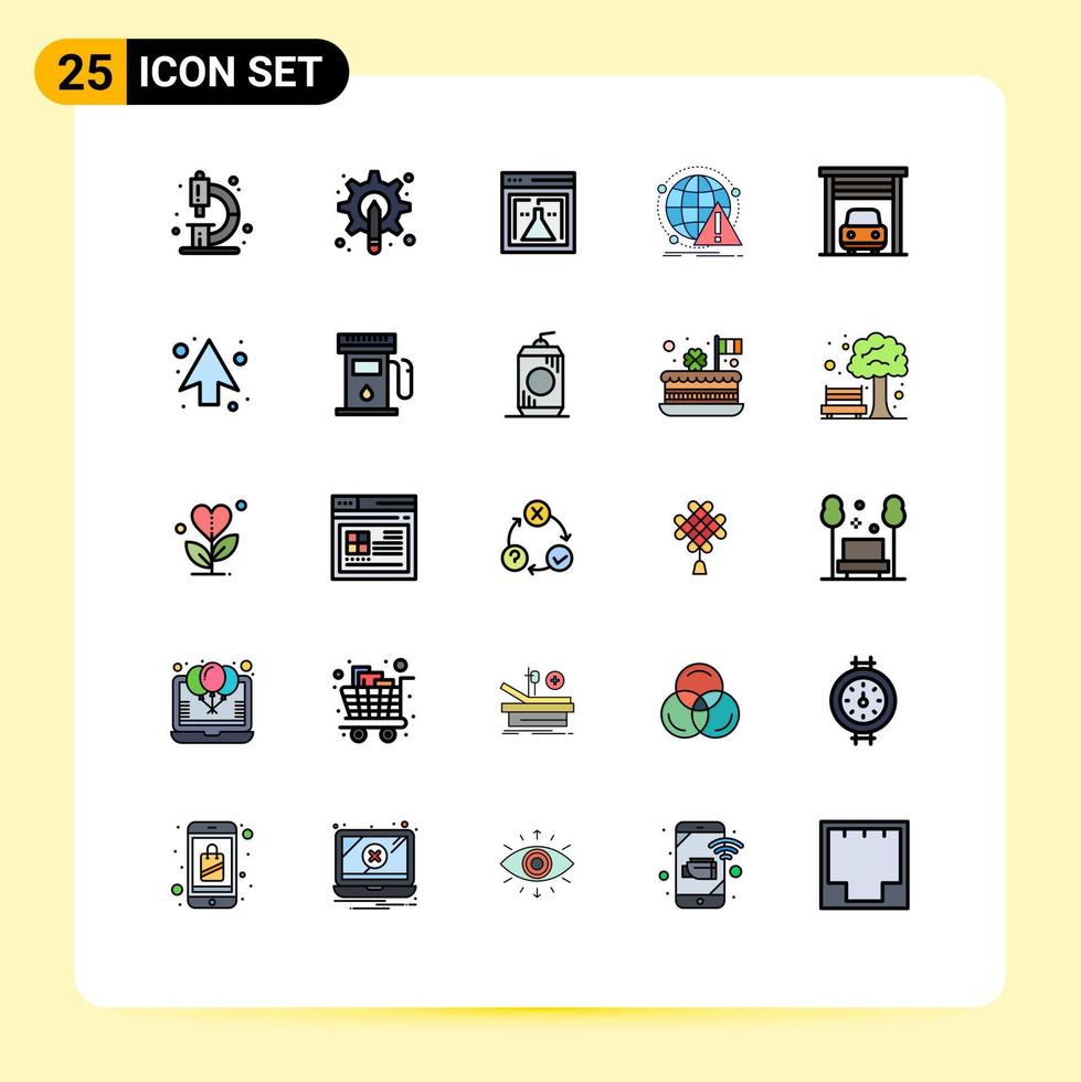 25 Thematic Vector Filled line Flat Colors and Editable Symbols of computer antivirus tool alert research Editable Vector Design Elements