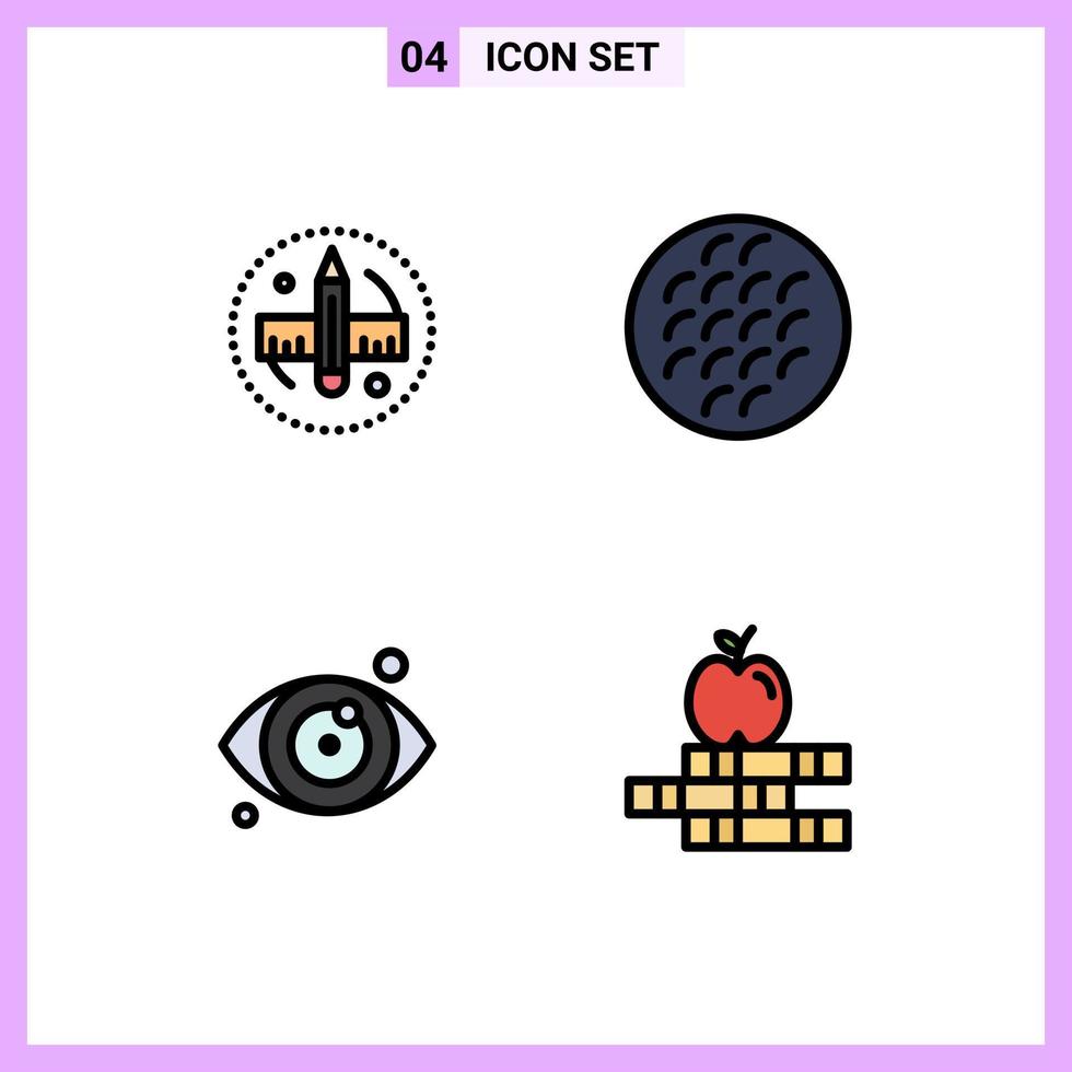 Set of 4 Vector Filledline Flat Colors on Grid for creative medical tool cookie eye test Editable Vector Design Elements