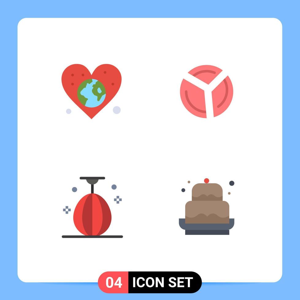 Universal Icon Symbols Group of 4 Modern Flat Icons of earth bag love graph small Editable Vector Design Elements