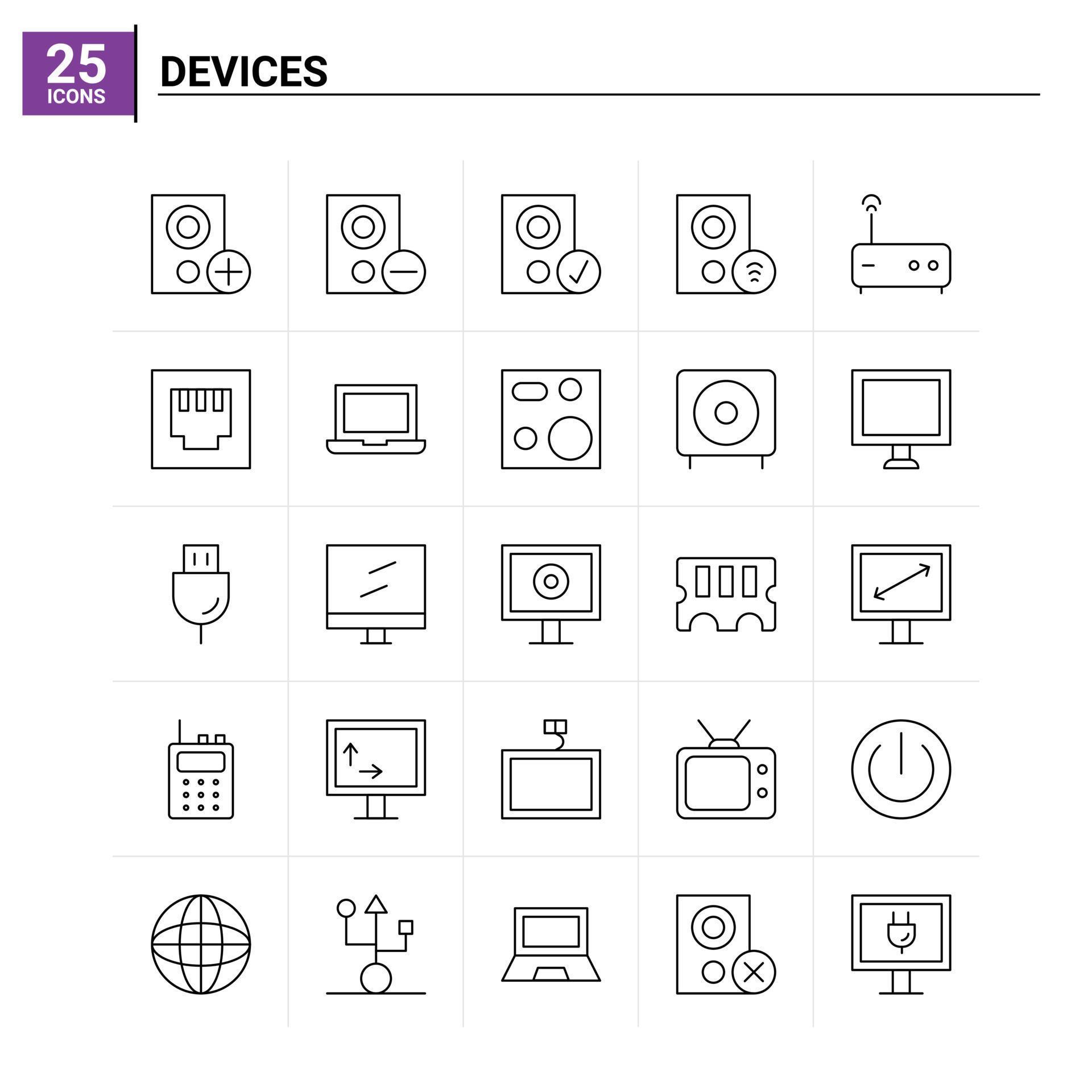 25 Devices icon set vector background 15710486 Vector Art at Vecteezy