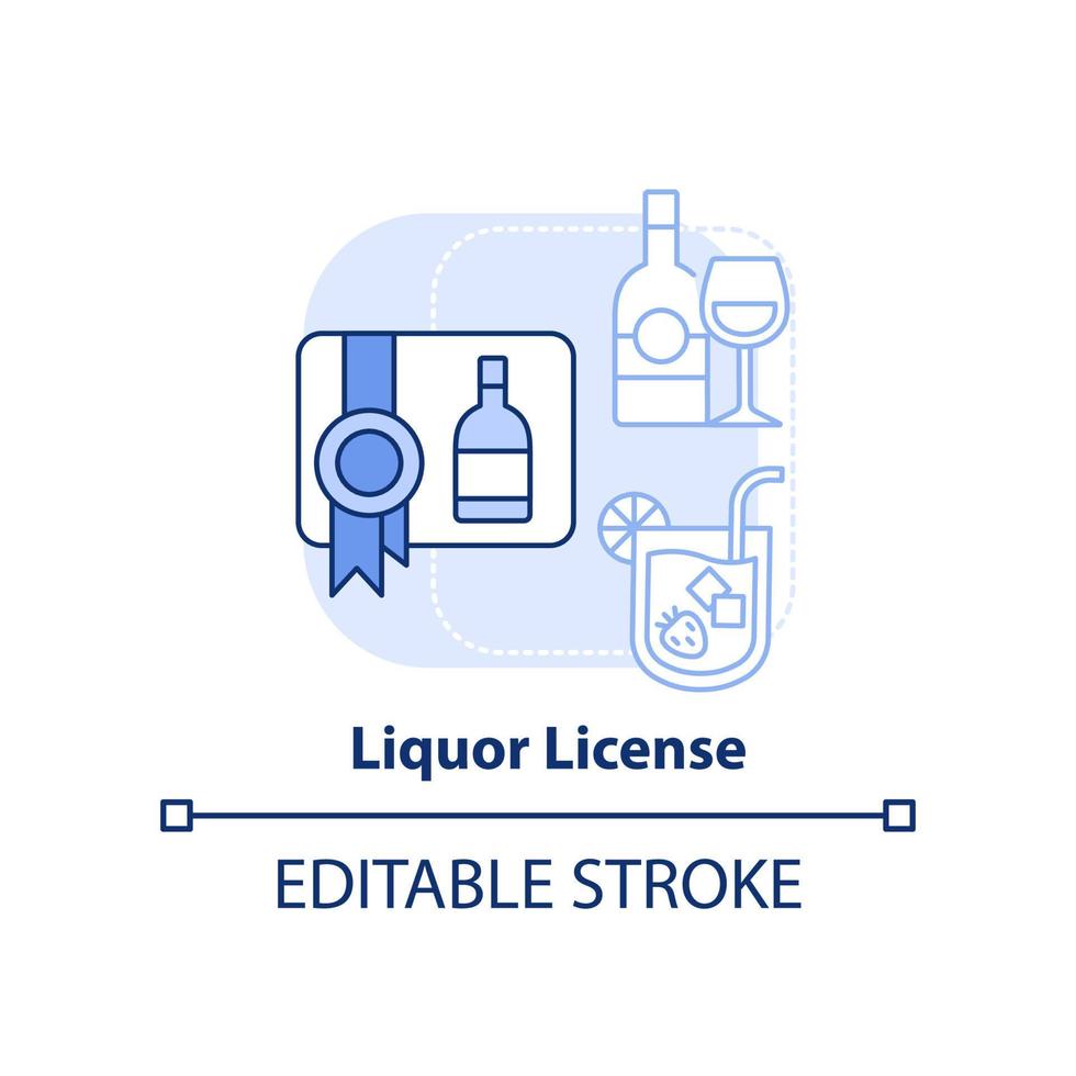 Liquor license light blue concept icon vector