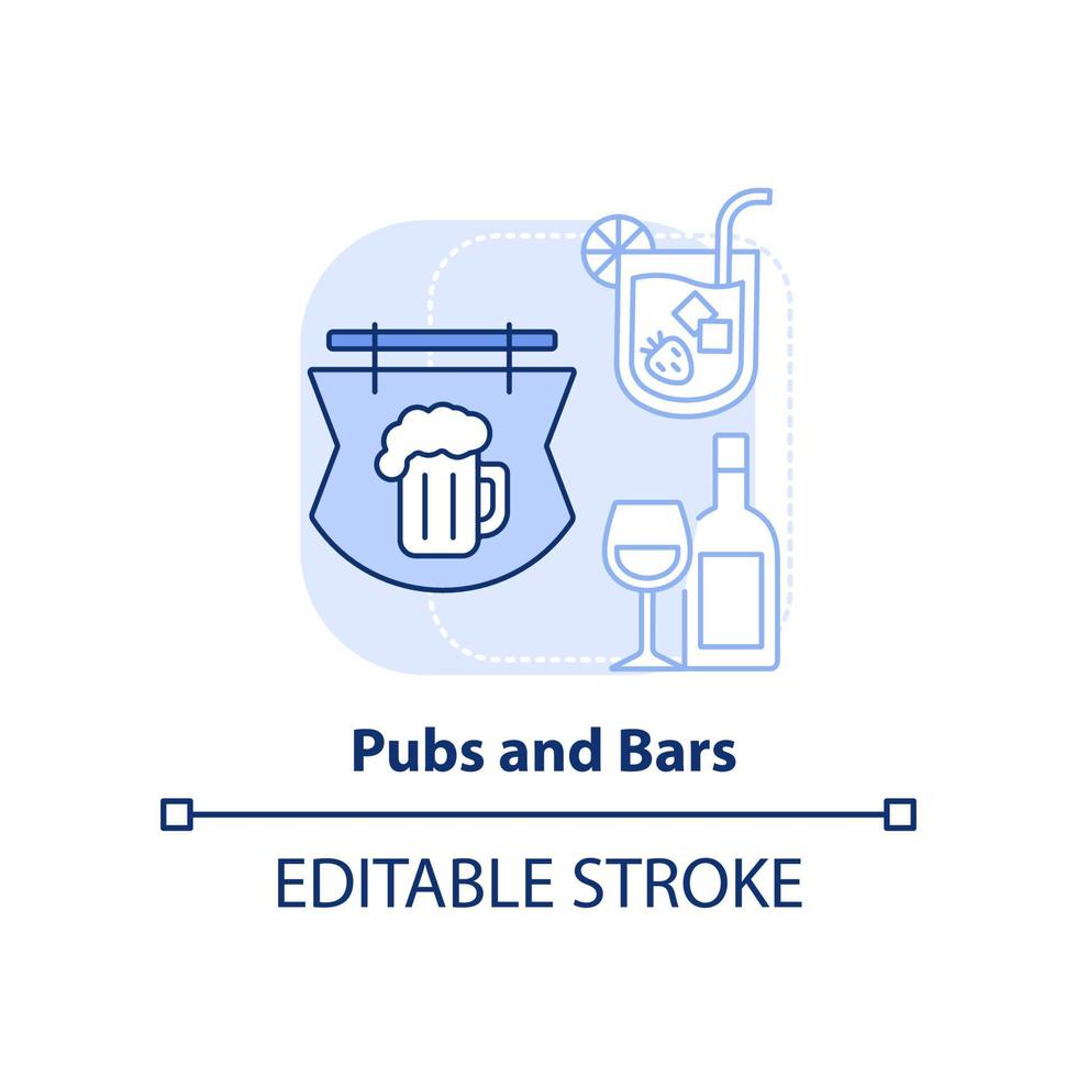 Pubs and bars light blue concept icon vector