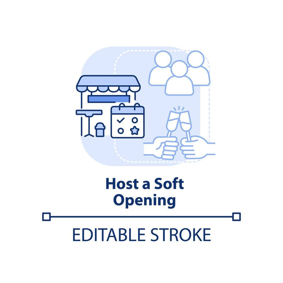 Host soft opening light blue concept icon vector