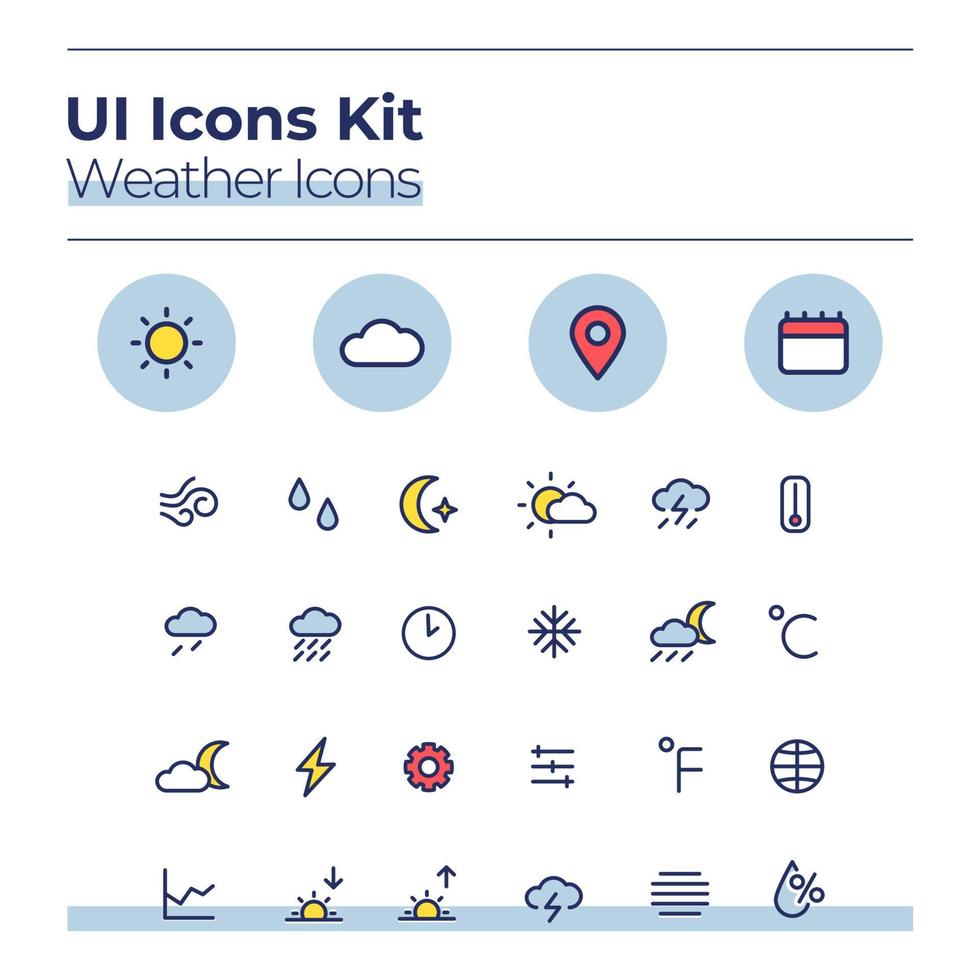 Weather UI icons kit vector