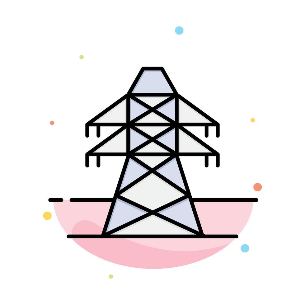 Electrical Energy Transmission Transmission Tower Abstract Flat Color Icon Template vector