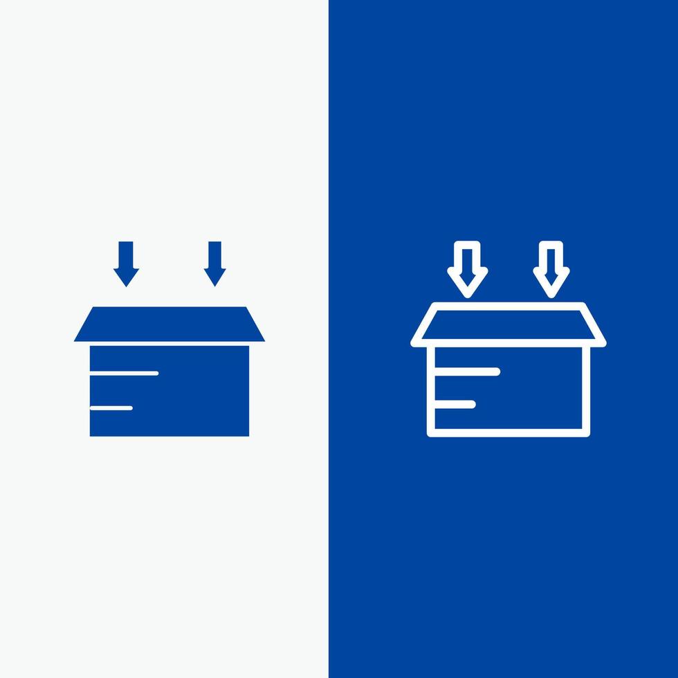Box Logistic Open Line and Glyph Solid icon Blue banner Line and Glyph Solid icon Blue banner vector