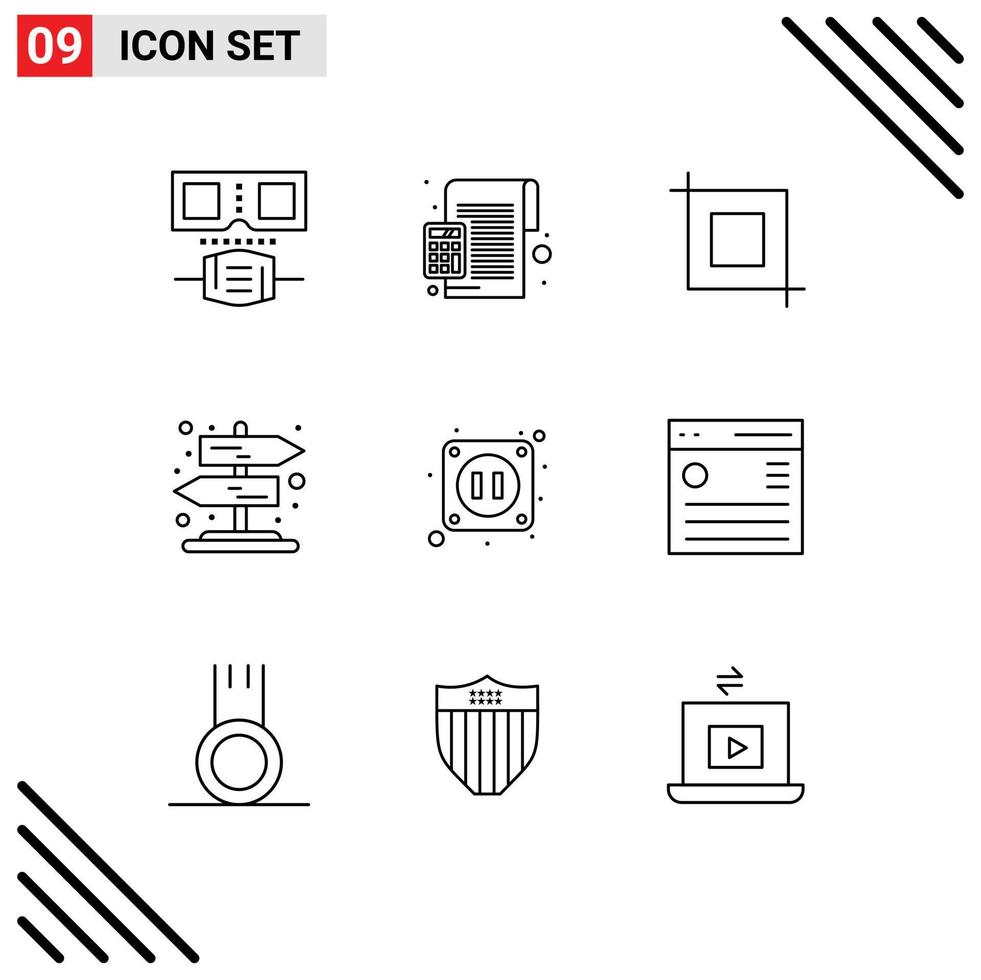 9 Universal Outlines Set for Web and Mobile Applications communication electricity crop electric rural Editable Vector Design Elements