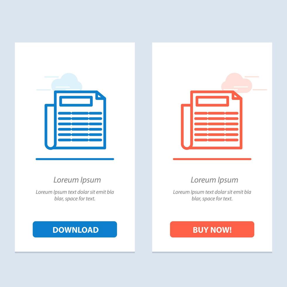 News Paper Document  Blue and Red Download and Buy Now web Widget Card Template vector