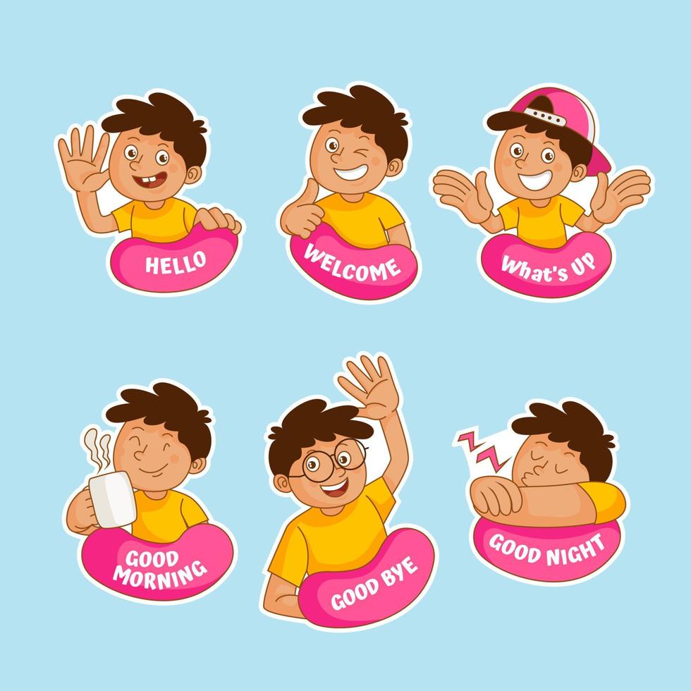 Greeting Chat Sticker Collection vector