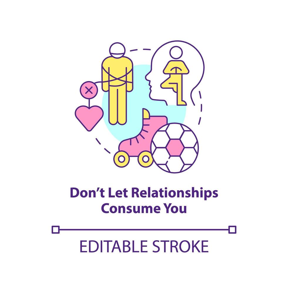 Dont let relationships consume you concept icon. Surviving long-distance love abstract idea thin line illustration. Isolated outline drawing. Editable stroke. vector