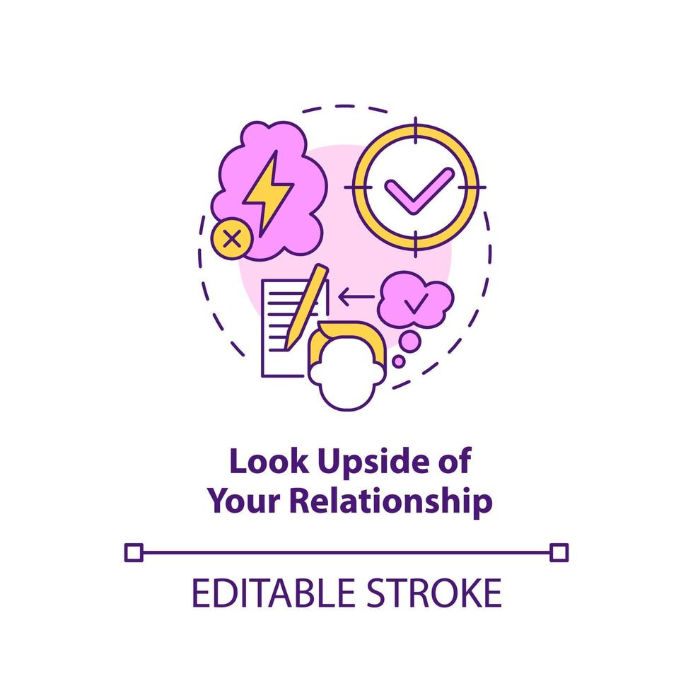 Look upside of relationship concept icon. Keep passion in relationship tip abstract idea thin line illustration. Isolated outline drawing. Editable stroke. vector