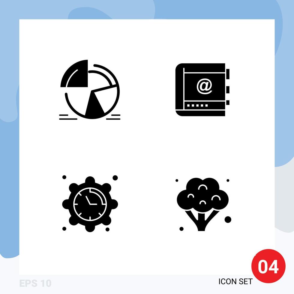 Editable Vector Line Pack of 4 Simple Solid Glyphs of chart internet analytics business telephone Editable Vector Design Elements