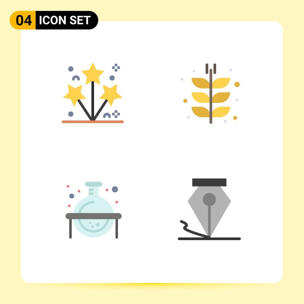 Pictogram Set of 4 Simple Flat Icons of firework chemical spark farming science Editable Vector Design Elements