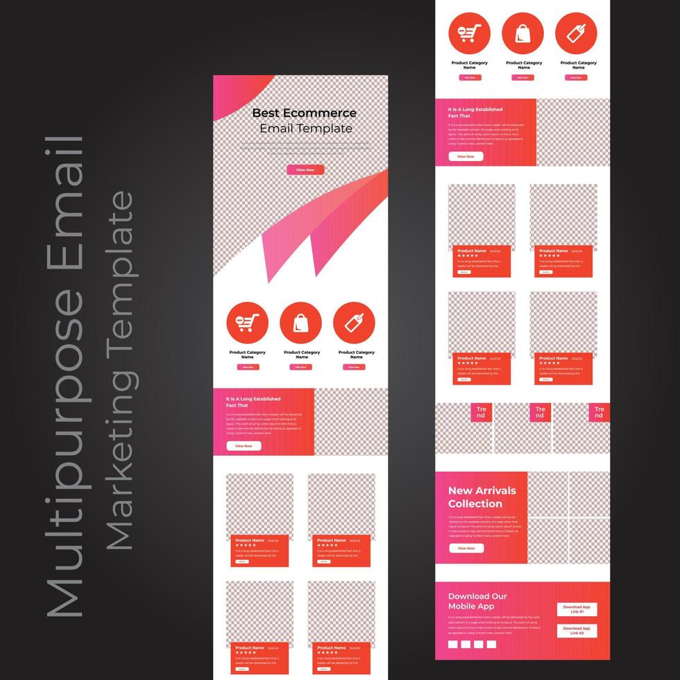 último diseño de plantilla de boletín de marketing por correo electrónico de comercio electrónico multipropósito vector