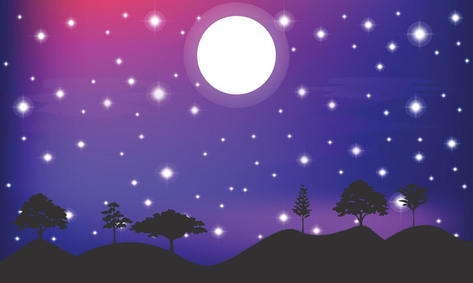 cielo estrellado nocturno abstracto, espacio azul brillante. fondo abstracto con luna y estrellas. ilustración vectorial para pancartas, folletos y diseño web vector