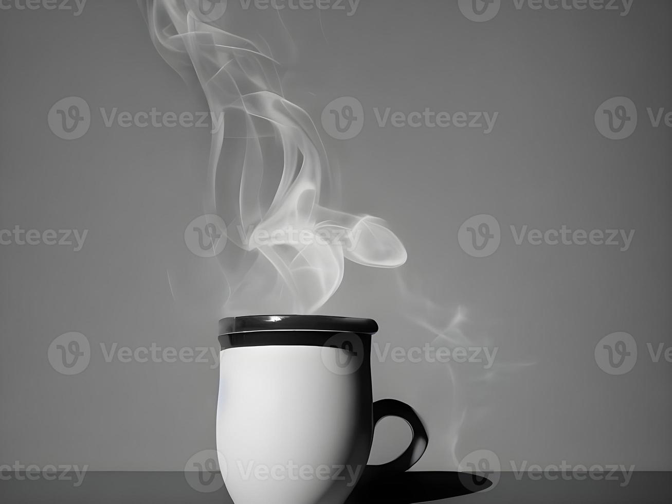 steaming cup of coffee on a table. Generative AI. photo