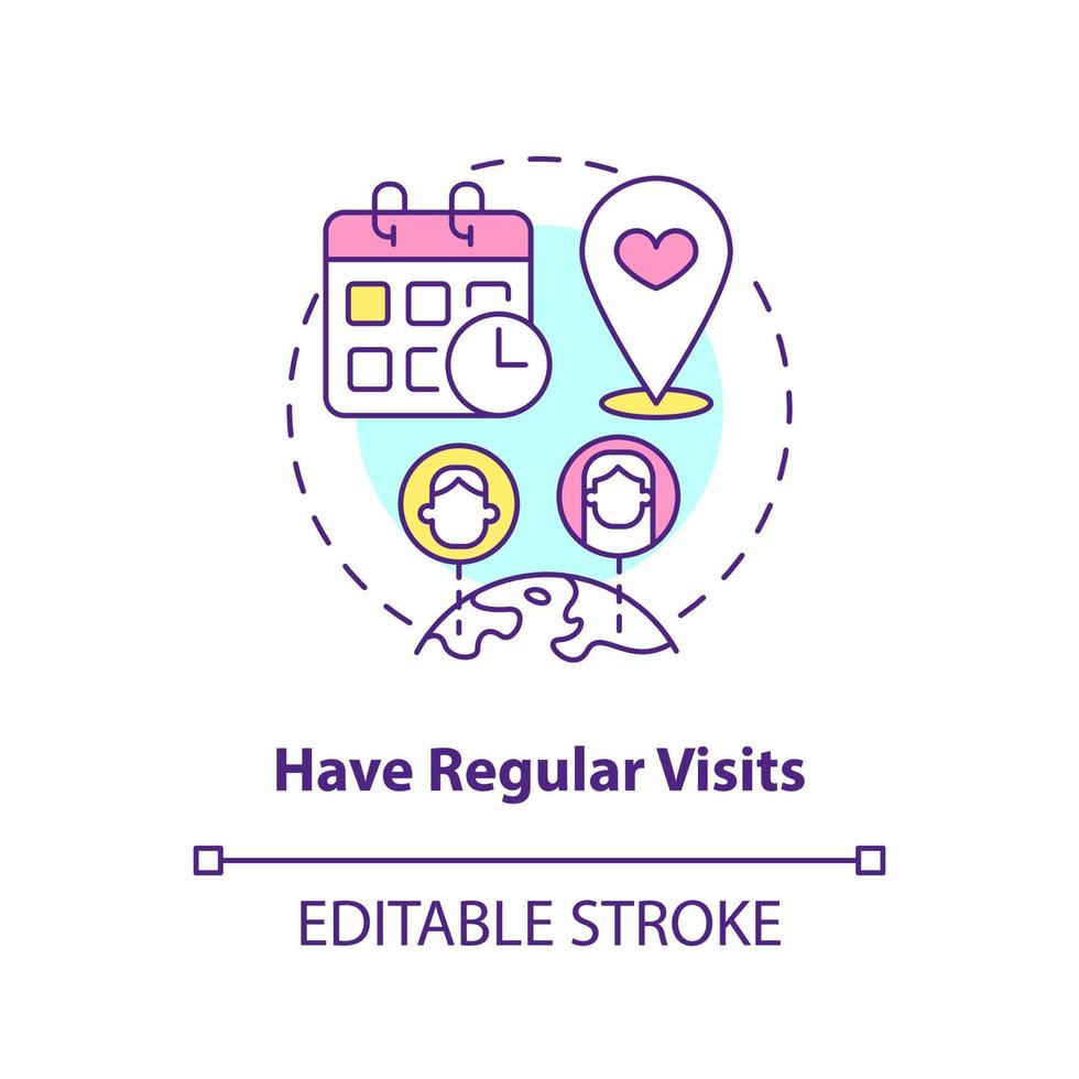 Have regular visits concept icon. Fix long-distance relationship abstract idea thin line illustration. Scheduling meetings. Isolated outline drawing. Editable stroke. vector