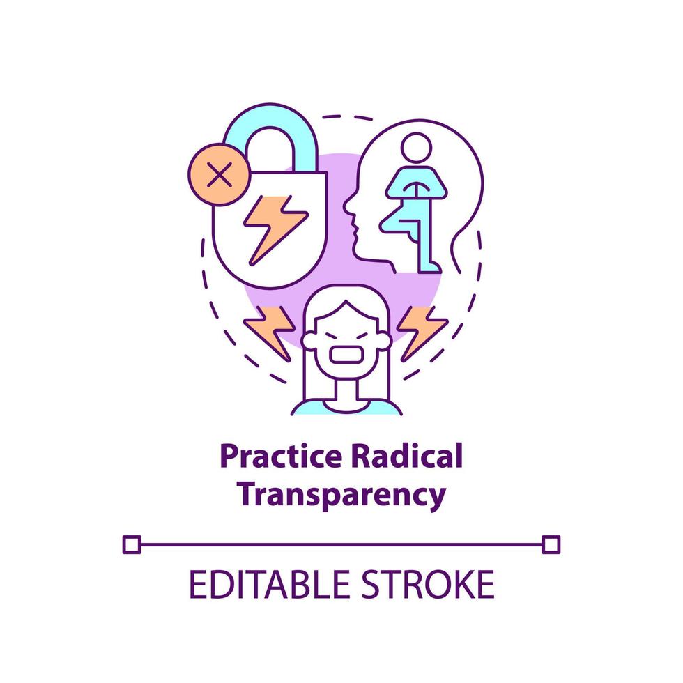 Practice radical transparency concept icon. Fixing struggling relationship abstract idea thin line illustration. Isolated outline drawing. Editable stroke. vector