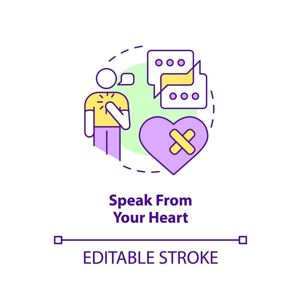 Speak from heart concept icon. Healing relationship after argument abstract idea thin line illustration. Love language. Isolated outline drawing. Editable stroke. vector