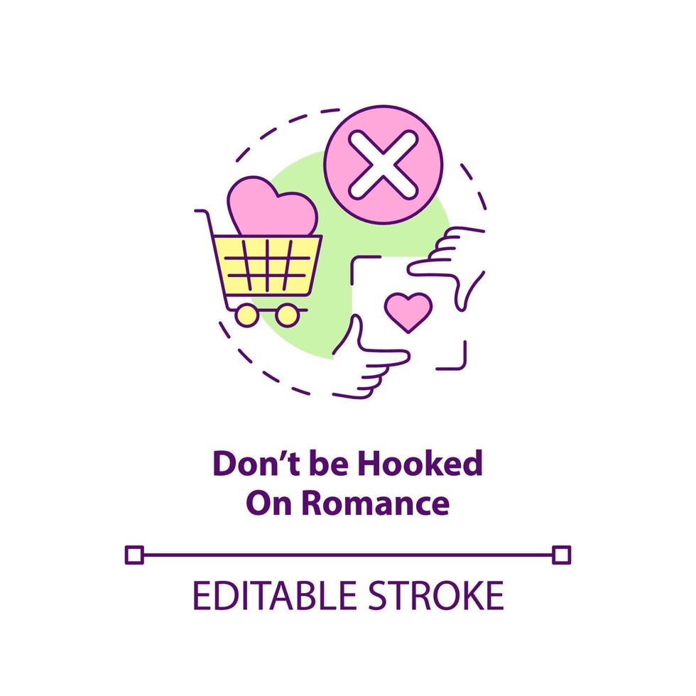 Dont be hooked on romance concept icon. Fixing relationship when living together abstract idea thin line illustration. Isolated outline drawing. Editable stroke. vector