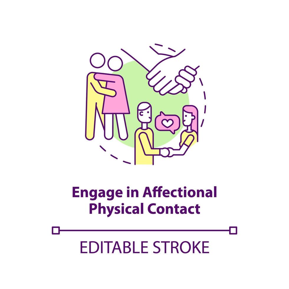 Engage in affectional physical contact concept icon. Living together as couple abstract idea thin line illustration. Isolated outline drawing. Editable stroke. vector