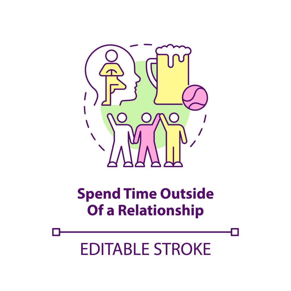 Spend time outside of relationship concept icon. Live-in relationship rule for couple abstract idea thin line illustration. Isolated outline drawing. Editable stroke. vector