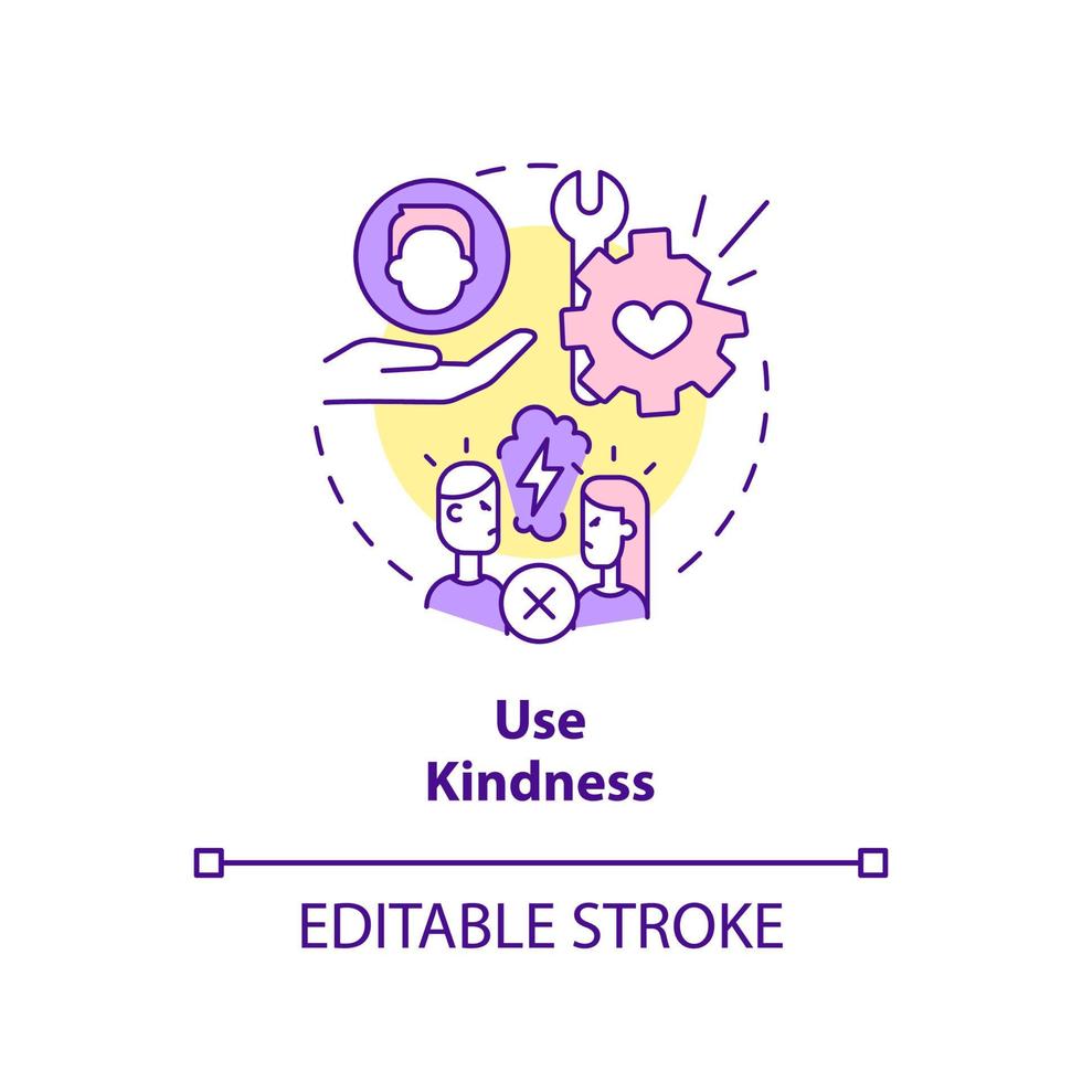 Use kindness concept icon. Fixing broken marriage abstract idea thin line illustration. Being generous to spouse. Isolated outline drawing. Editable stroke. vector