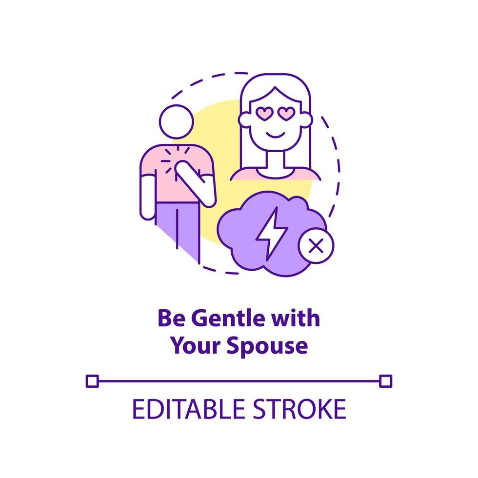 Be gentle with spouse concept icon. Solving marital problems abstract idea thin line illustration. Loving communication. Isolated outline drawing. Editable stroke. vector