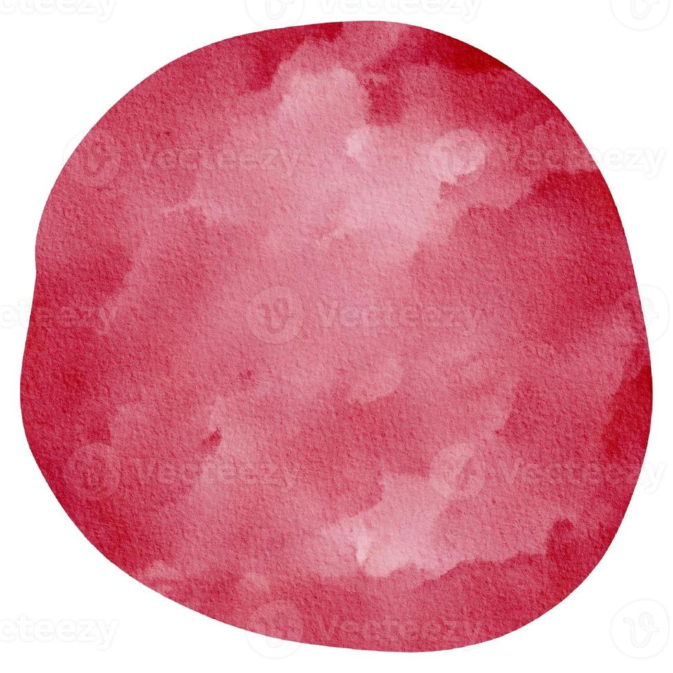 Red Viva Magenta Pastel Watercolor Paint Stain Background Circle, Color 2023 photo