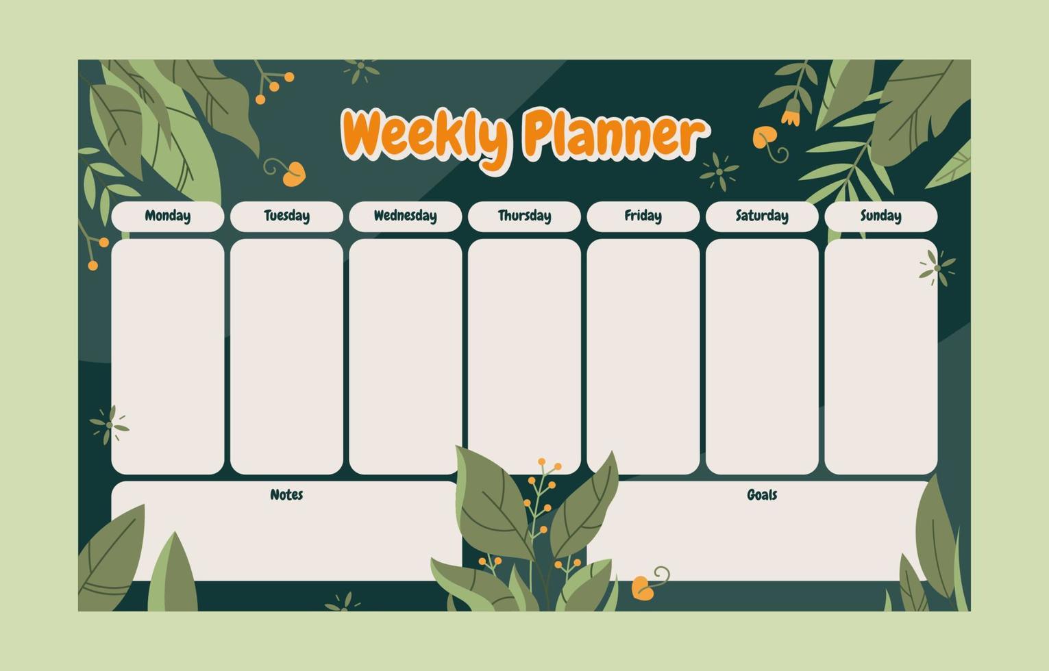 plantilla de calendario planificador semanal vector
