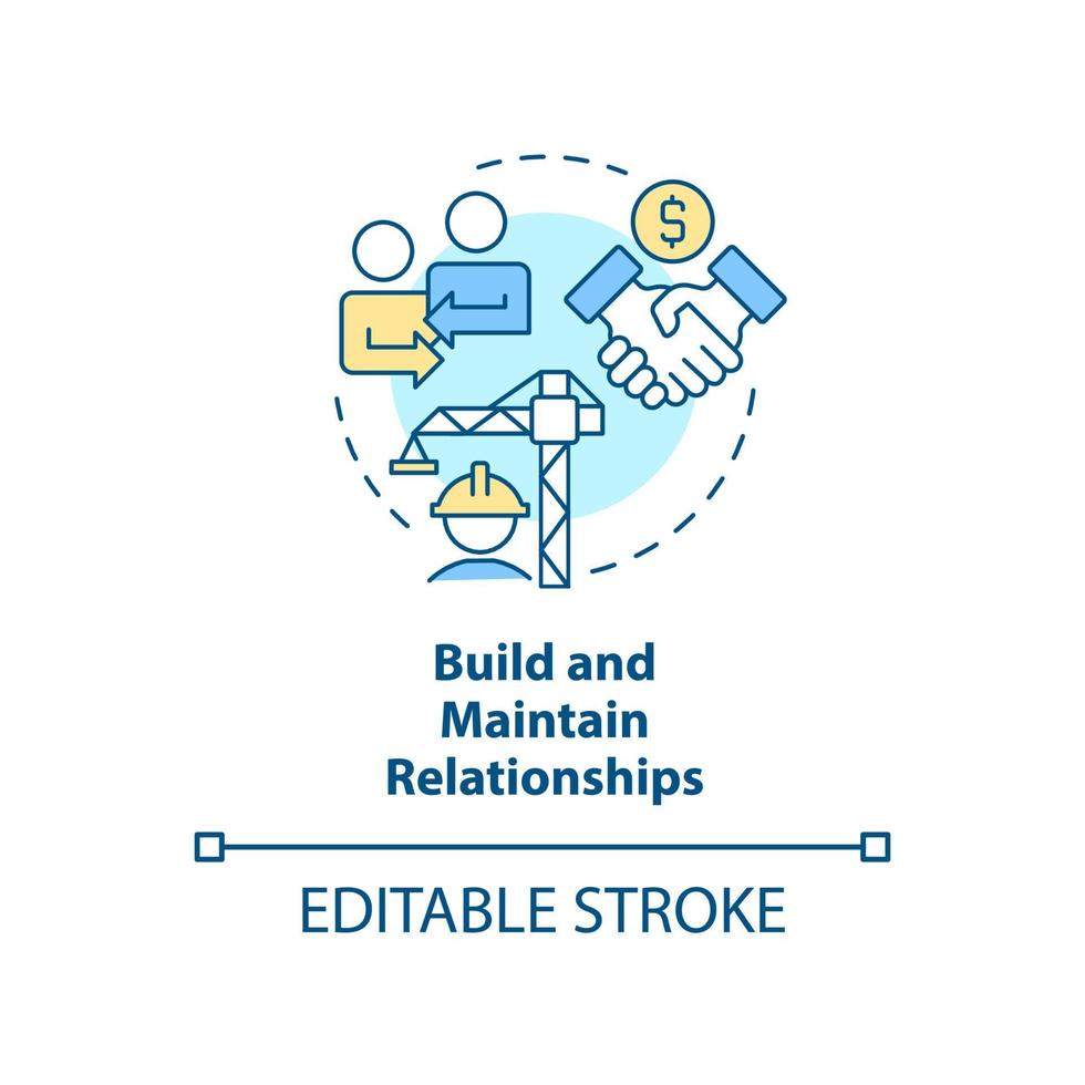 Build and maintain relationships concept icon. Good housing developer abstract idea thin line illustration. Isolated outline drawing. Editable stroke. vector