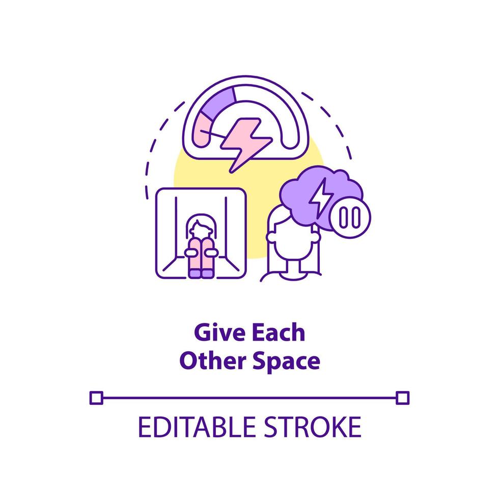 Give each other space concept icon. Fixing broken marriage abstract idea thin line illustration. Build lifestyle around. Isolated outline drawing. Editable stroke. vector