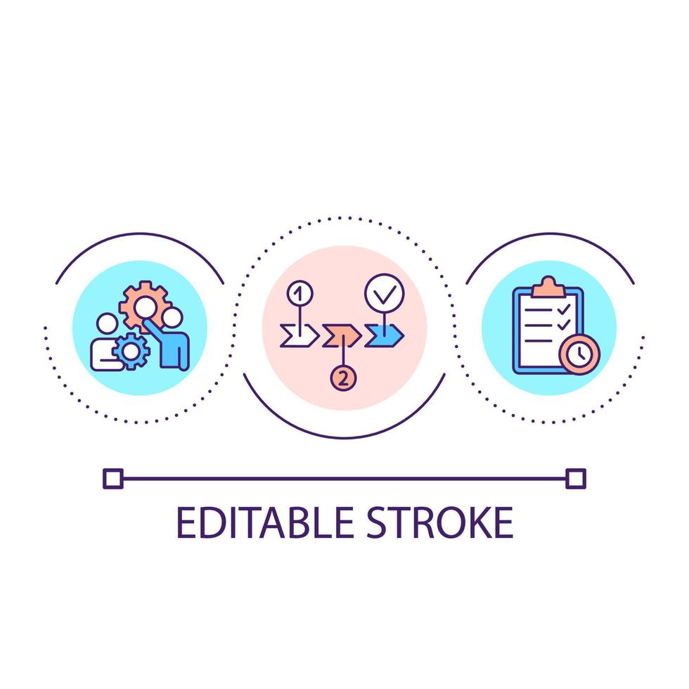 Business planning loop concept icon. Build strategy of corporate growth. Management abstract idea thin line illustration. Isolated outline drawing. Editable stroke. vector
