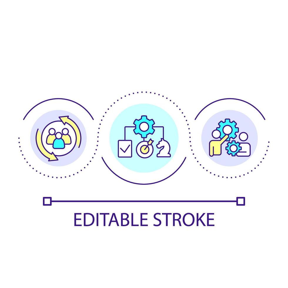 Teambuilding strategy loop concept icon. Effective teamwork. Business communication abstract idea thin line illustration. Isolated outline drawing. Editable stroke. vector